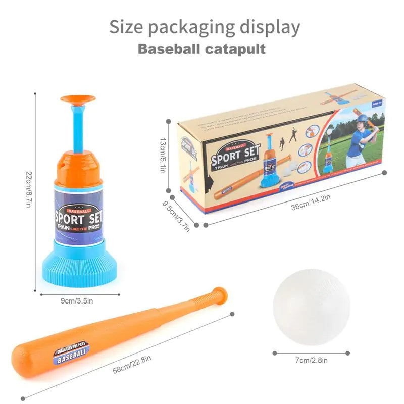 Children's Baseball Launcher Toy Set Baseball Tees Include 3 Balls Launcher Outdoor Sports Automatic Ball Toys Gifts for Toddler - TravelBall