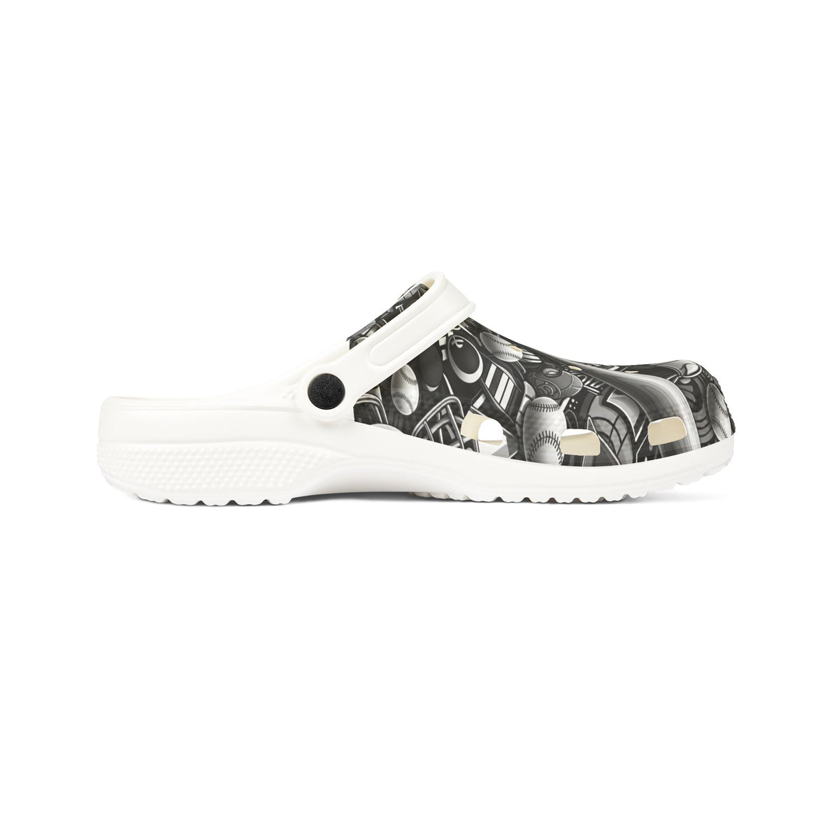 Black and White Graphic Foam Clogs