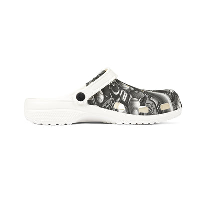 Black and White Graphic Foam Clogs
