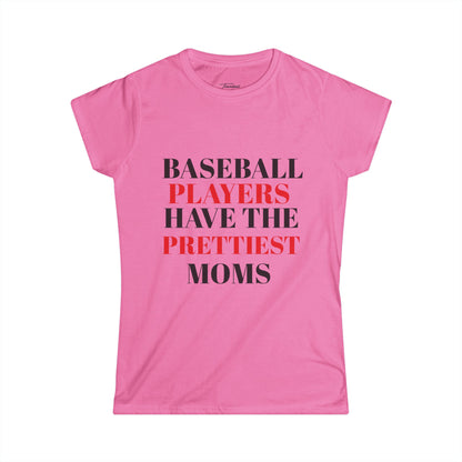 Baseball Player Mom Tee | Stylish Women's Softstyle T-Shirt for Proud Moms | Perfect Gift for Sports Lovers