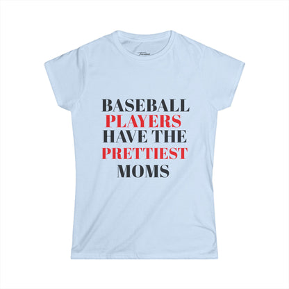 Baseball Player Mom Tee | Stylish Women's Softstyle T-Shirt for Proud Moms | Perfect Gift for Sports Lovers