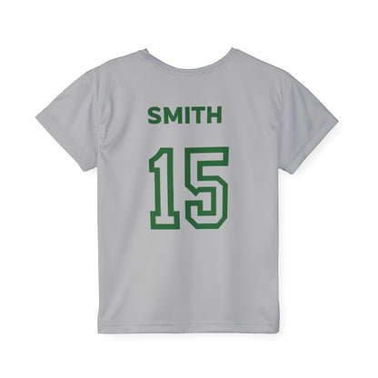 Little Player Team practice jersey w/ name and number (Grey/Green)